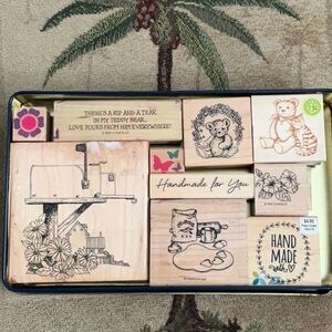 Wooden Stamps Home Made and Teddy Bear/Country Designs